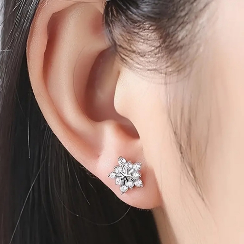 Sparkling Snowflake Rhinestone Earrings - Picture 4 of 5
